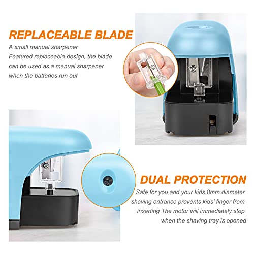 Eagle Electric Pencil Sharpener, Battery Powered Sharpener, LED Light Shinning During Sharpening, Portable, with Reusable and Replaceable Blade, Suitable for Kids, Ideal School Office Supplies(Blue) - color: Blue