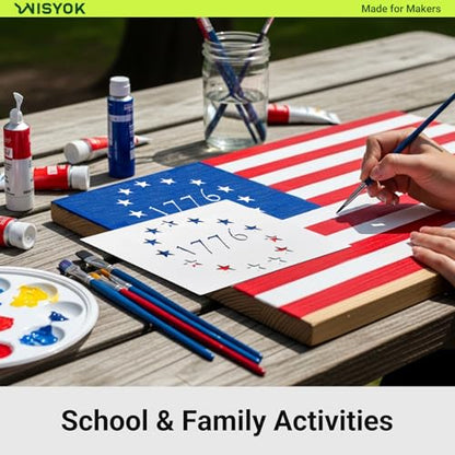 WISYOK 4Pcs American Flag 50 Star Stencil Templates, 4 Sizes American Flag Templates, Ideal for DIY Crafts Design, Independence Day Project, American Flag Projects