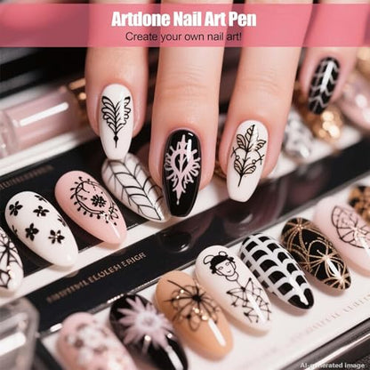 Artdone 32pcs Nail Art Brushes Tools Set Dotting Tools for Gel Polish | Dust Brush,Striping Brushes for Long Lines, Drawing Pen Design supply - color: 32Pcs Set