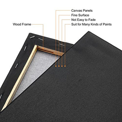PATIKIL Paint Canvases Panel for Painting, 4 Pack 4x4 Inch Square Wood Frame Stretched Blank Art Board Panels for Acrylic, Oil, Tempera Painting, Black - size: 4x4 Inch