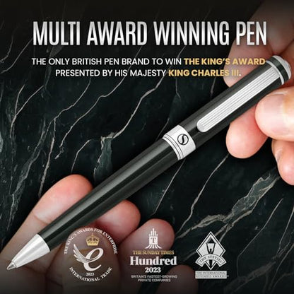 Scriveiner BlackGreen Ballpoint Pen - Black Green Luxury Pen, Chrome Finish, Schmidt Black Refill, Best Ball Pen Gift Set for Men & Women, Professional Executive Office, Nice Designer Pen - color: 7. Very Dark Black Green with Chrome