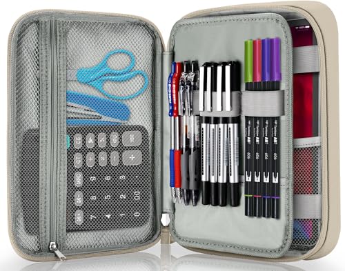 Zannaki Big Capacity Storage Pouch Marker Pen Pencil Case Simple Stationery Bag Box Art Tool & Sketch Storage Boxes for Bullet Journal Middle High School Office College Student Girl Women Adult Teen - color: Khaki