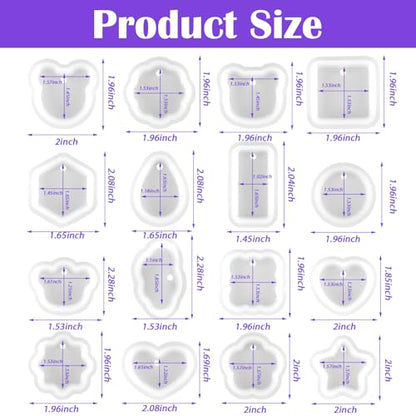 16PCS Resin Keychain Molds, Resin Jewelry Molds Christmas Variety Geometric Pendant Silicone Earring Mold with Hanging Hole, Necklace Keychain Mold for Pendant Jewelry Making Home Decor