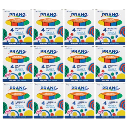 Prang Modeling Clay, Primary Set, 1 lb. Box, Case of 12 Boxes | 1/4 lb. Sticks of Red, Blue, Green, and Yellow, Pliable, Non-Hardening, Non-Staining, Easy Clean-Up - color: Primary Colors, size: 1 lb. (Pack of 12)