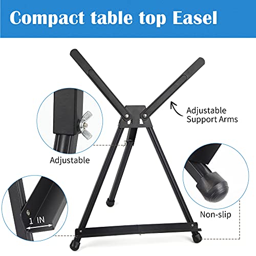 Falling in Art Aluminum 15" to 21" Tabletop Easel Display, Black Tripod with Rubber Feet, Holds Canvas, Paintings, Books, Photos, Signs (8 Pack) - style: 8 PACK