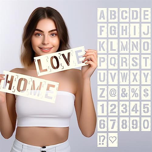 42pcs Traceable Interlocking Stencil Template Set, 3 Inch Reusable Letter Stencils for Painting, Alphabet Numbers and Symbols for Bullet Journal Canvas Rock Sign Wall Art Fabric Chalkboard - style: 3 inch