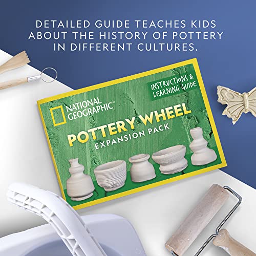 Blue Marble National Geographic Pottery Wheel Refill Kit – 2 lbs. Air Dry Clay, 30 Pottery Tools & Accessories, Gemstone Chips, Sculpting Clay Tools, 7 Paints & More, Great Craft Kit for Kids