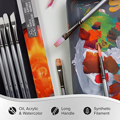Silver Brush SW-1550 Silverwhite Long Handle Brush Set, 5 Per Pack - style: 5 Pc, Plein Air Set