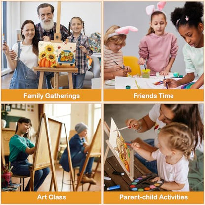 12 Packs Thanksgiving Pre Drawn Canvas to Paint, 5" X 7" Fall Pre Printed Canvas for Kids, Pre Stretched Canvas Outline Painting Boards for Beginners, Students, Party Favor - style: Fall