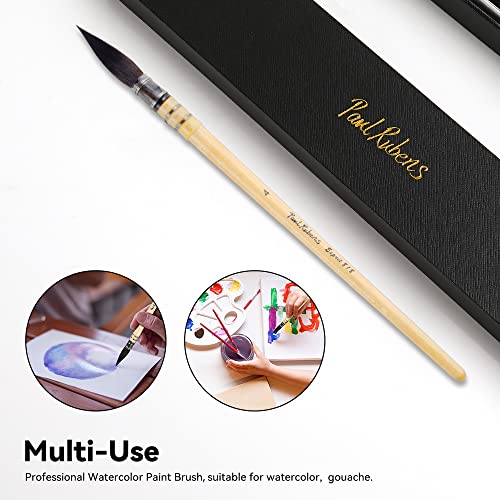 Paul Rubens Professional Watercolor Paint Brush, Size 4 Wash/Mop Round Squirrel Hair Paint Brush for Art Painting, Fine Detailing, Acrylic, Gouache, Oil - size: Size 4