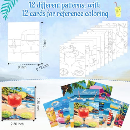 Ctosree 12 Sets Pre Drawn Canvas Kit for Painting Adults Sip and Paint Kit Art Pre Printed Canvas Bulk for Adult Date Night, Art Party & Holiday Gift(Hawaii Vacation,8 x 10 in) - size: 8 x 10 in, style: Hawaii Vacation