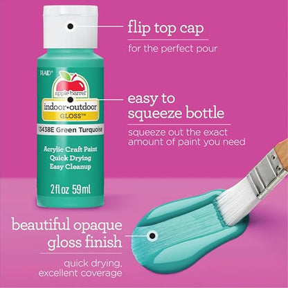 Apple Barrel Acrylic Craft Paint Set, Fiesta, Includes 12 Colors with a Gloss Finish