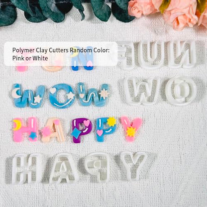 Xaekicr Alphabet Polymer Clay Cutters: 26 Pcs, Letter Designs for Polymer Clay Jewelry,Letter Clay Molds for DIY Custom Clay Earrings - color: M color