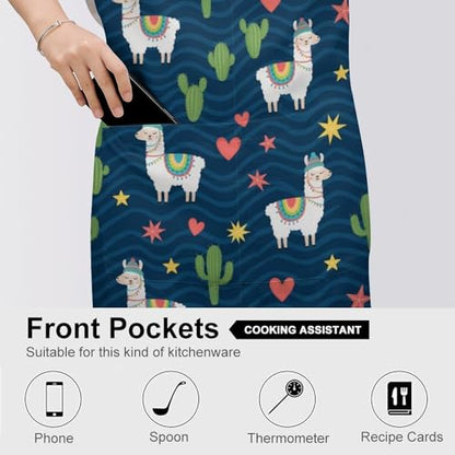Cooking Apron for Adults with Pockets, Waterproof Oil Resistant Bib for Kitchen Restaurant BBQ Baking - color: Style (338)