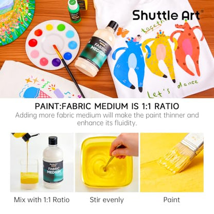 Shuttle Art Fabric Medium, 16.9 oz /500ml Professional Textile Medium for Fabric Painting, Improve Acrylic & Fabric Paint Adhesion, Softness, Vibrancy, Prevent Fading, Ideal for T-Shirts,Shoes,Jeans,Bags - size: 16.9 Fl Oz (Pack of 1)