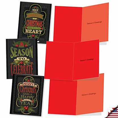 The Best Card Company - 10 Christmas Greeting Cards with Envelopes - Festive, Fun Assorted Holiday Notecards (4 x 5.12 Inch) - Chalk Up Another Holiday M2297 - style: Chalk up Another Holiday