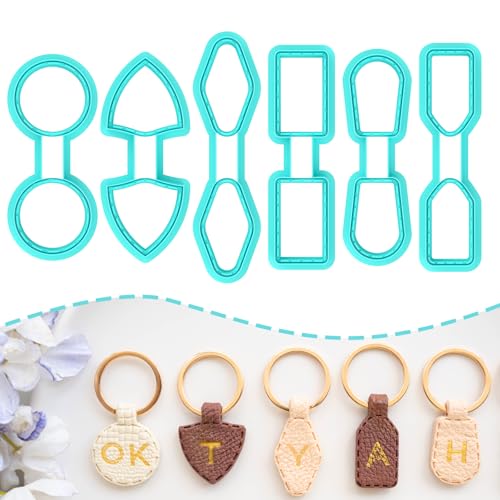 TAINSKY Basic Shapes Keychain Polymer Clay Cutter, Polymer Clay Keychain Cutters, Boho Clay Cutters for Polymer Clay Jewelry, 12 Shapes Keychain Cutter, General Polymer Clay Earring Cutters - color: Keychain -A