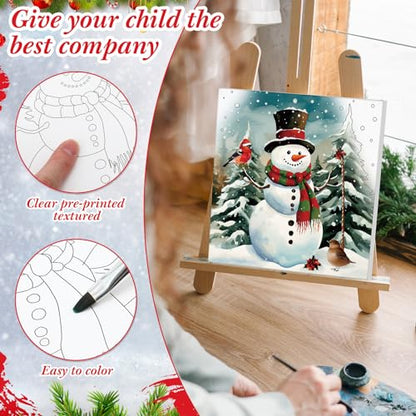 Sherr 12 Pcs Pre Drawn Canvas Pre Printed Canvas for Adults Sip and Paint Party Canvases Painting Kit for Summer Easter Mother's Day Party Favor(Classic Xmas,8 x 8 Inch) - size: 8 x 8 Inch, style: Classic Xmas