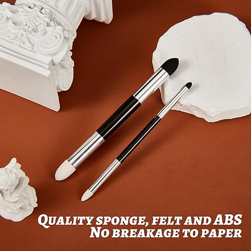 Kosiz 12 Pcs Blending Sponge Pen Double Headed Rub and Buff Washable Sketch Rubbing Sponge Brush Wipe Reusable Blending Stump Drawing Art Blenders for Artist Highlight Shadow Detail Tool (White,Black) - color: White,black
