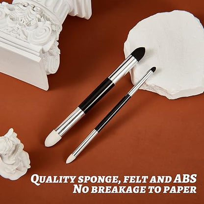 Kosiz 12 Pcs Blending Sponge Pen Double Headed Rub and Buff Washable Sketch Rubbing Sponge Brush Wipe Reusable Blending Stump Drawing Art Blenders for Artist Highlight Shadow Detail Tool (White,Black) - color: White,black