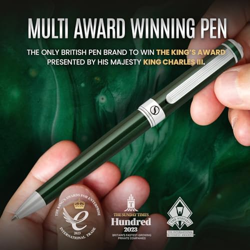 Scriveiner Green Ballpoint Pen - Stunning British Racing Green Luxury Pen, Chrome Finish, Schmidt Black Refill, Best Ball Pen Gift Set for Men & Women, Professional Executive Office, Nice Designer Pen - color: 4. British Racing Green with Chrome