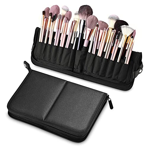 BYOOTIQUE Makeup Brush Bag Foldable Holder Organizer Portable Travel Artist Case - color: Classic Black