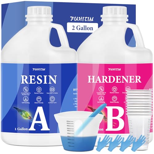 Epoxy Resin 2 Gallon - Crystal Clear Epoxy Resin Kit - Self-Leveling, High-Glossy, No Yellowing, No Bubbles Casting Resin Perfect for Crafts, Table Tops, DIY 1:1 Ratio - size: 2 Gallon Kit