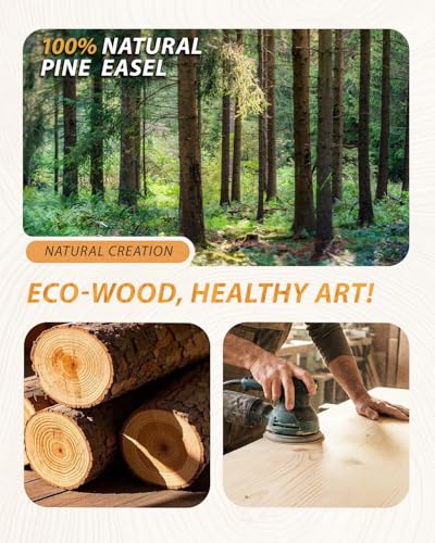 Foldable & Adjustable Art Easel Stand, Wooden Easel Art Easel for Painting Adult Artist Easel Stand for Painting Easle Floor Standing,Wood Easel Stand for Display Canvas Home Studio Classroom,Natural - style: Natural