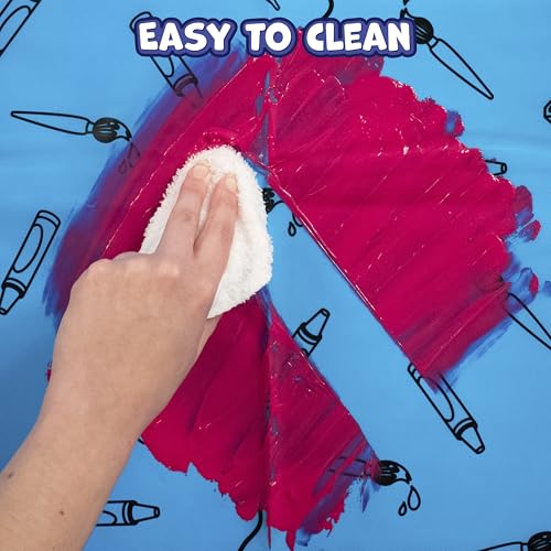 READY 2 LEARN Messy Mat | Protect Tables and Floors While Crafting | Washable High Chair Mat | Waterproof | Reusable and Lightweight | 60”L x 60”W