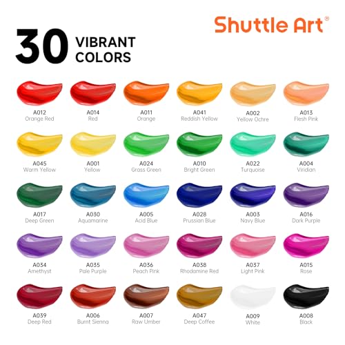 69 Pack Kids Paint Set, Shuttle Art Art Set for Kids with 30 Colors Acrylic Paint, Wood Easel, Canvas, Painting Pad, Brushes, Palette and Smock, Complete Paint Set for Boys and Girls(package may very)