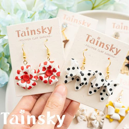 Tainsky Bow Polymer Clay Cutters, Love Knot Polymer Clay Cutters, 14 Shapes Bowknot Clay Cutter for Polymer Clay Jewelry, Ribbon Polymer Clay Earring Cutters (B) - color: BOW-B