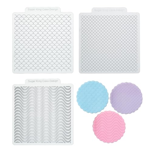 KALAIEN 3 Pack Cookie Embosser Set, Fondant Impression Mats Acrylic Embosser for Fondant Stamps, Texture Sheets for Polymer Clay, Chocolate, Cupcake Topper, Fondant Molds-Style 1 - color: Style 1