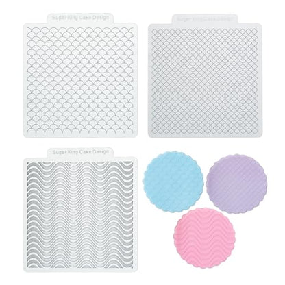 KALAIEN 3 Pack Cookie Embosser Set, Fondant Impression Mats Acrylic Embosser for Fondant Stamps, Texture Sheets for Polymer Clay, Chocolate, Cupcake Topper, Fondant Molds-Style 1 - color: Style 1