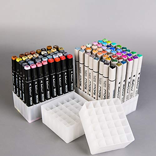 Penholder 30/36/40/48 Slots Plastic Marker Pen Box Storage Holder Brush Pencil Rack Table Stand Paint Brushes Holding Organizer, 14.3x10.7x5cm