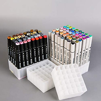 Penholder 30/36/40/48 Slots Plastic Marker Pen Box Storage Holder Brush Pencil Rack Table Stand Paint Brushes Holding Organizer, 14.3x10.7x5cm