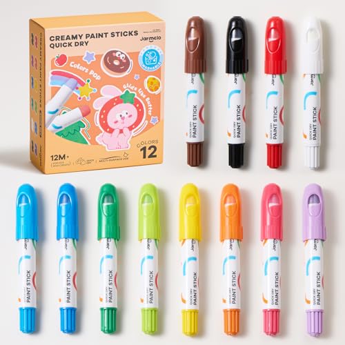 Tempera Paint Sticks, 12 Colors Jumbo Paint Sticks for Kids, Washable, Quick Drying, Non-Toxic, Toddler Art Supplies for Paper Stone Wood Canvas, Easter Gifts for Kids - style: 12 Colors