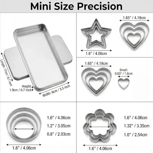 30Pcs Mini Cookie Cutter Set with Storage Case, Stainless Steel Small Cutters, Safe for family use – Assorted Geometric Shapes & Sizes, Ideal for Cookies, Fruits, Fondant and Clay Crafts