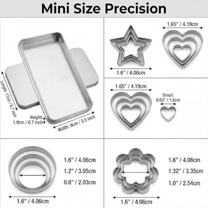 30Pcs Mini Cookie Cutter Set with Storage Case, Stainless Steel Small Cutters, Safe for family use – Assorted Geometric Shapes & Sizes, Ideal for Cookies, Fruits, Fondant and Clay Crafts