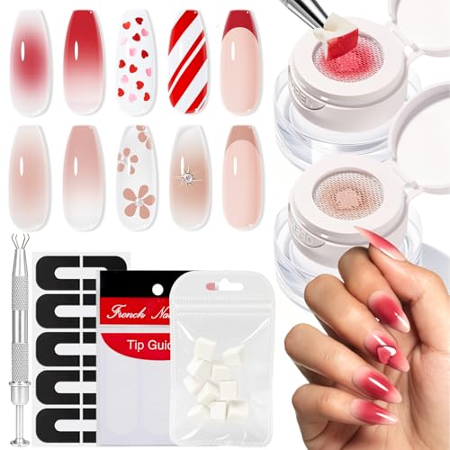 modelones Pat Paint Gel Nail Polish, 2 Colors Soak Off UV Patting Gel Polish Pigmented Colors for Ombre & Gradient & Blush Blooming & French Tip Nail Art, Radiant Red - color: Z-2Pcs Radiant Red