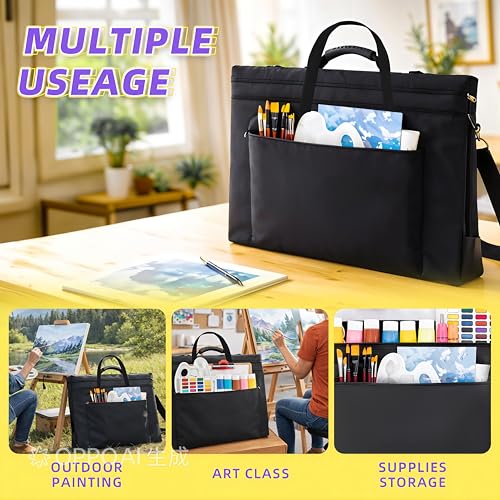 JJRING 32x42 Art Portfolio Tote Bag - Large Carrying Storage Case with Handle & Adjustable Shoulder Strap, Portfolio Folder for Artwork, Posters, Canvas, Drawing Boards - size: 32''*42''