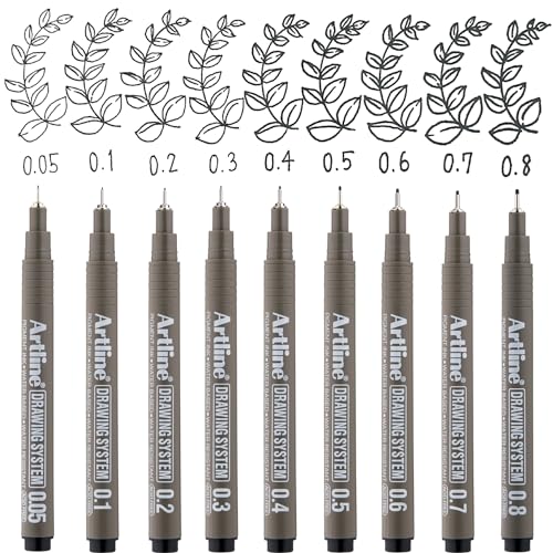 Artline 230 Drawing System Pens, Technical Drawing Pens For Drafting, Illustrating, and More, 0.2mm, 0.4mm, 0.6mm, and 0.8mm Fine Tips - Black, 4-Pack - style: 0.2, 0.4, 0.6, 0.8mm Nib Sizes | 4-Pack