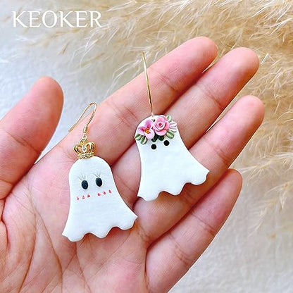 KEOKER Halloween Clay Cutters, Clay cutters for Halloween Earrings Making, 10 Shapes Halloween Clay Earrings Cutters, Halloween Polymer Clay Cutters (Earrings Clay Cutters 1) - color: Earrings Clay Cutters 1