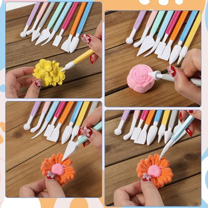 Clay Sculpting Tools Set 9 Pcs Air Dry Clay Tools Double-Head Modeling ClayTool for Pottery, Polymer, Air Dry Clays, Modeling, Shaping, Cake Decoration
