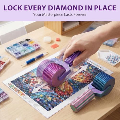 PASDUCHAS 2 Pack Diamond Art Roller Straightener, DIY Rhinestone Painting Accessories with 2 Pcs Diamond-Paint Art Aligning Tools