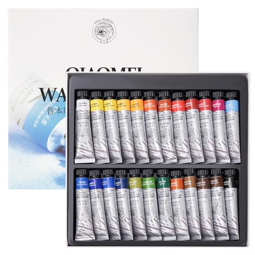 Paul Rubens Watercolor Paint Set 24 Vibrant Colors 12ml / 0.4 Fl Oz Tubes, Watercolor Tubes with Great Value, Water Color Paints Art Supplies for Adults, Artists & Beginners & Academy Grade