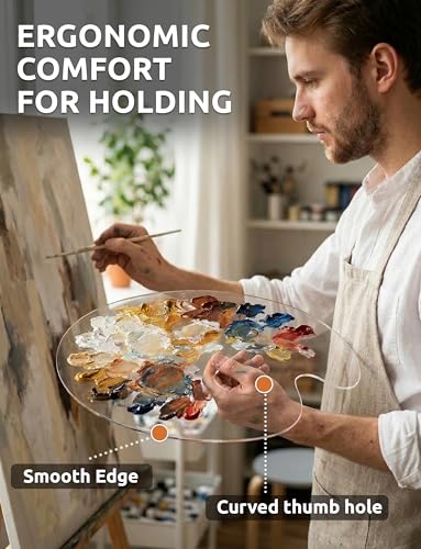 DUGATO Clear Acrylic Paint Palette, 2-Pack Oval Paint Trays, 15.7 x 11.8 in | Big Size Palette, Non-stick Surface, Suitable for Acrylic, Oil & Watercolor - size: Oval Large 15.7 x 11.8 inches 2pcs