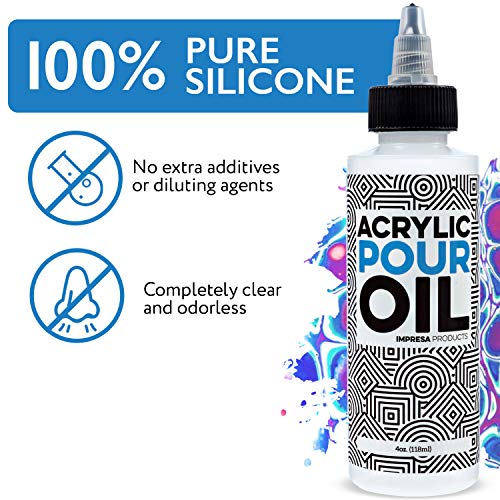 Impresa Silicone Oil for Acrylic Pouring - 4 Oz Clear Bottle with Pipette - Acrylic Pour Oil & Paint Additive for Bubbles