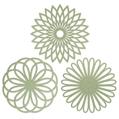 ME.FAN Silicone Trivet Mat - Kitchen Hot Pads for Pots & Dish - Insulated Teapot Trivet - Flexible, Durable, Non-Slip Large Coasters 3 Set Desert Sage - color: 3set-desert Sage