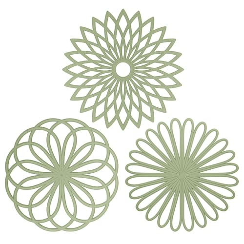 ME.FAN Silicone Trivet Mat - Kitchen Hot Pads for Pots & Dish - Insulated Teapot Trivet - Flexible, Durable, Non-Slip Large Coasters 3 Set Desert Sage - color: 3set-desert Sage