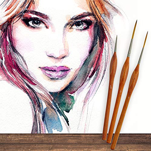 U.S. Art Supply 8 Piece Taklon Detail and Liner Artist Brush Set with Wood Comfort Grip Handles - Art, Detailing, Acrylic, Oil, Watercolor - style: 8-Piece